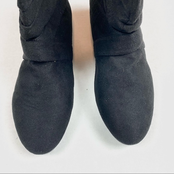 Bamboo Black Suede Round Toe Booties - Picture 4 of 11